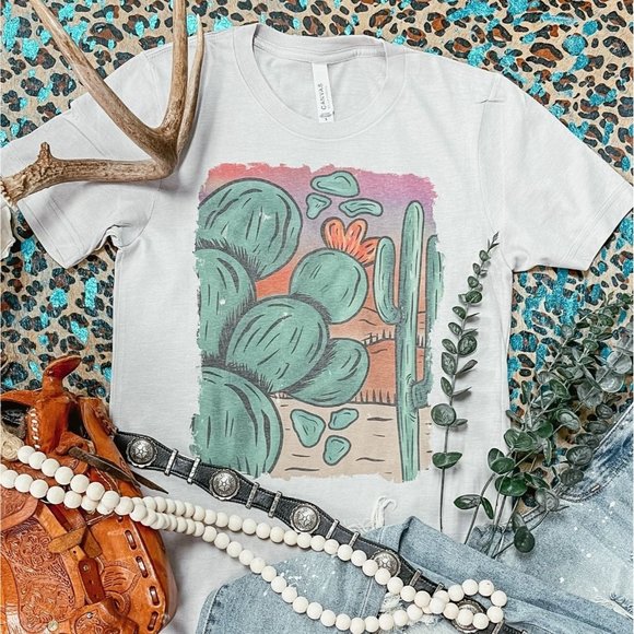 Whiskey Kiss Tops - CACTUS PAINTING Handmade Graphic Tee